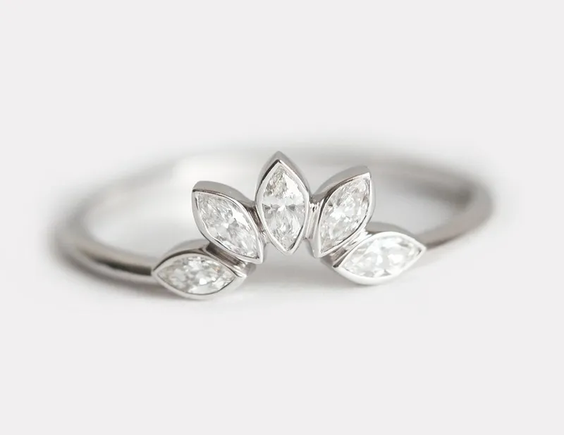 Marquise Diamond Wedding Ring, Wedding Ring vy 2