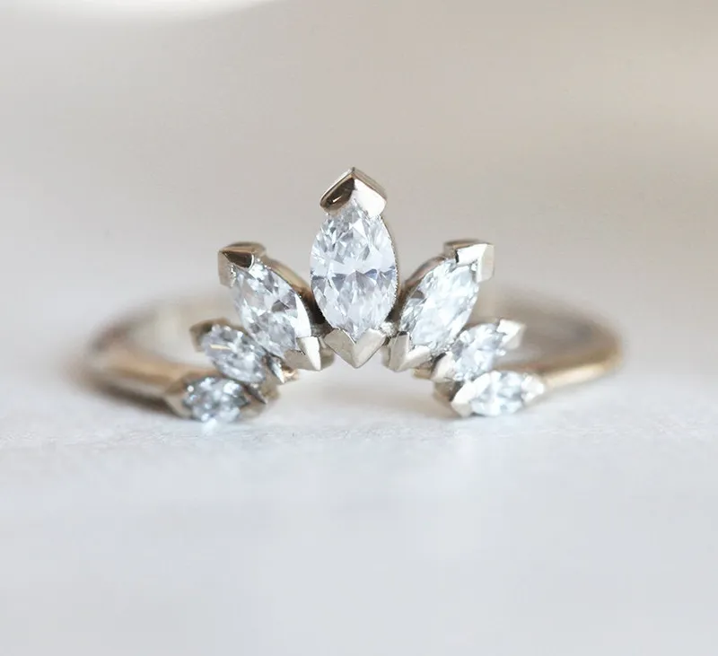 Marquise Floral Diamond Band view 2