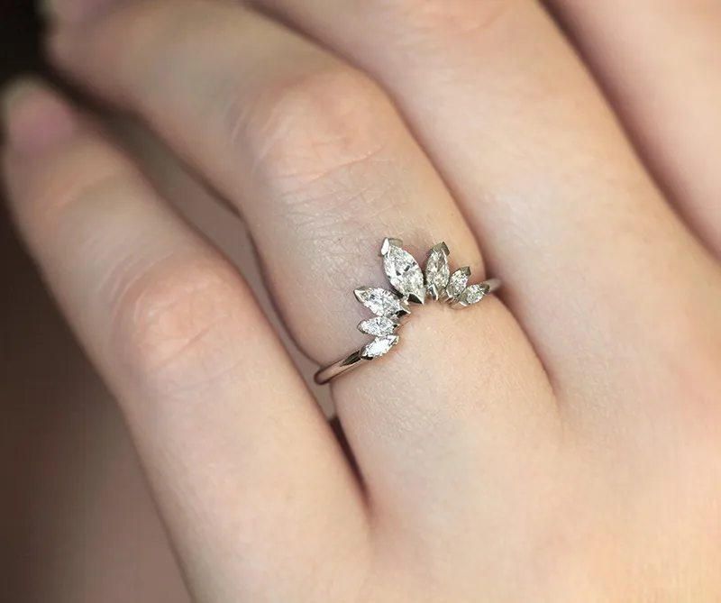 Marquise Floral Diamond Band view 3