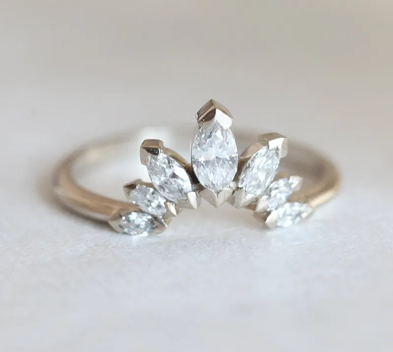 Marquise Floral Diamond Band view 4