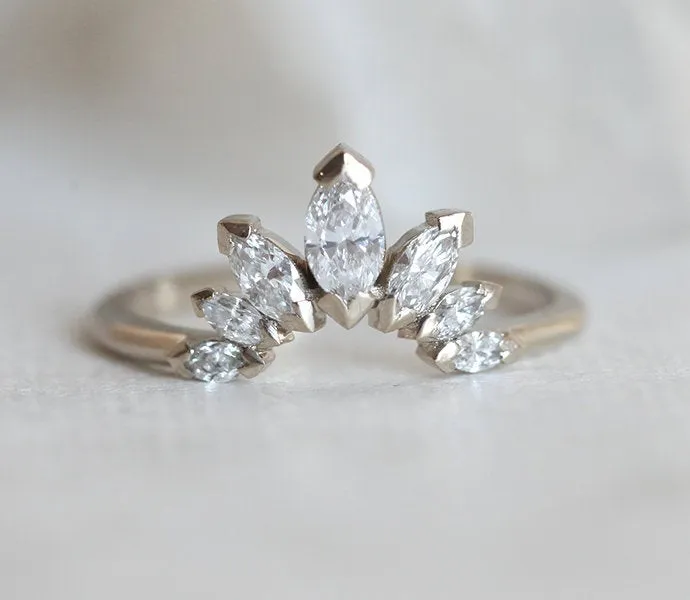 Marquise Floral Diamond Band view 6