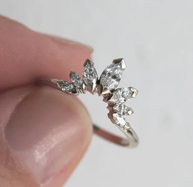 Marquise Floral Diamond Band view 7