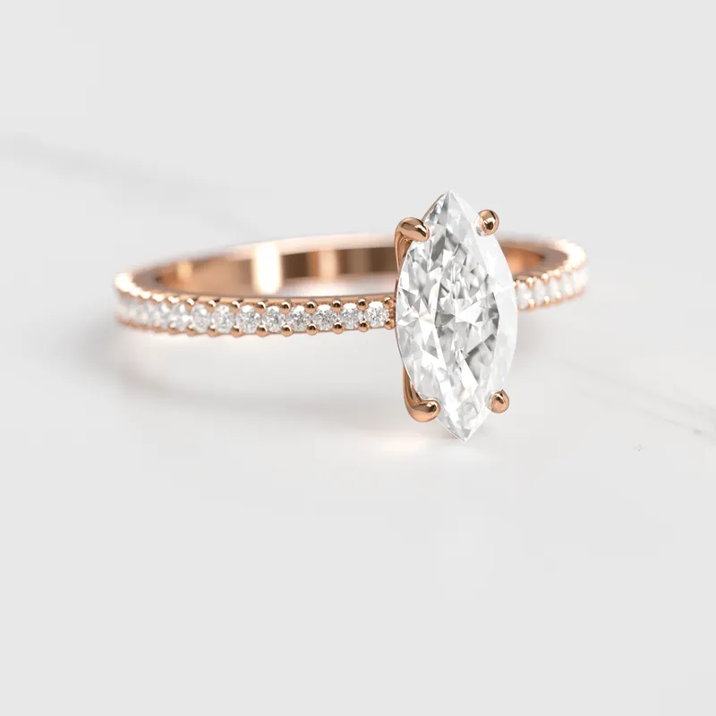 Marquise Full Pave Tapered Diamond Ring view 2