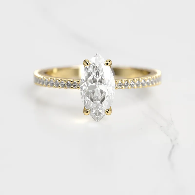 Marquise Full Pave Tapered Diamond Ring view 4