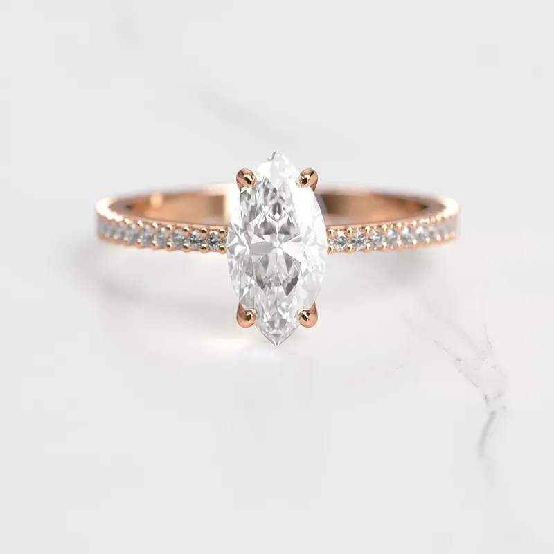 Marquise Full Pave Tapered Diamond Ring view 5
