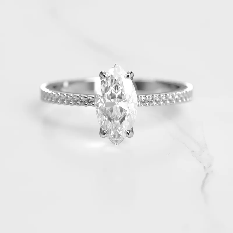 Marquise Full Pave Tapered Diamond Ring view 6