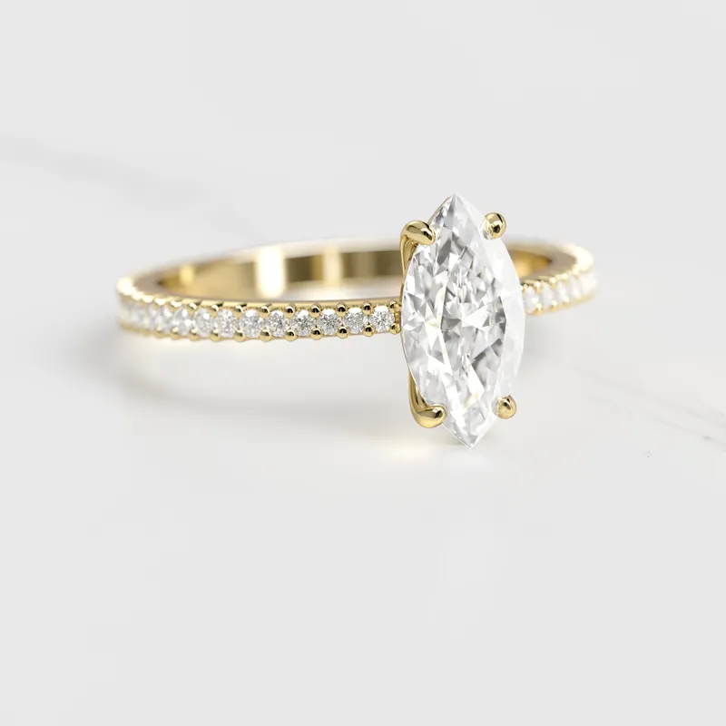 Marquise Full Pave Tapered Diamond Ring engagement ring