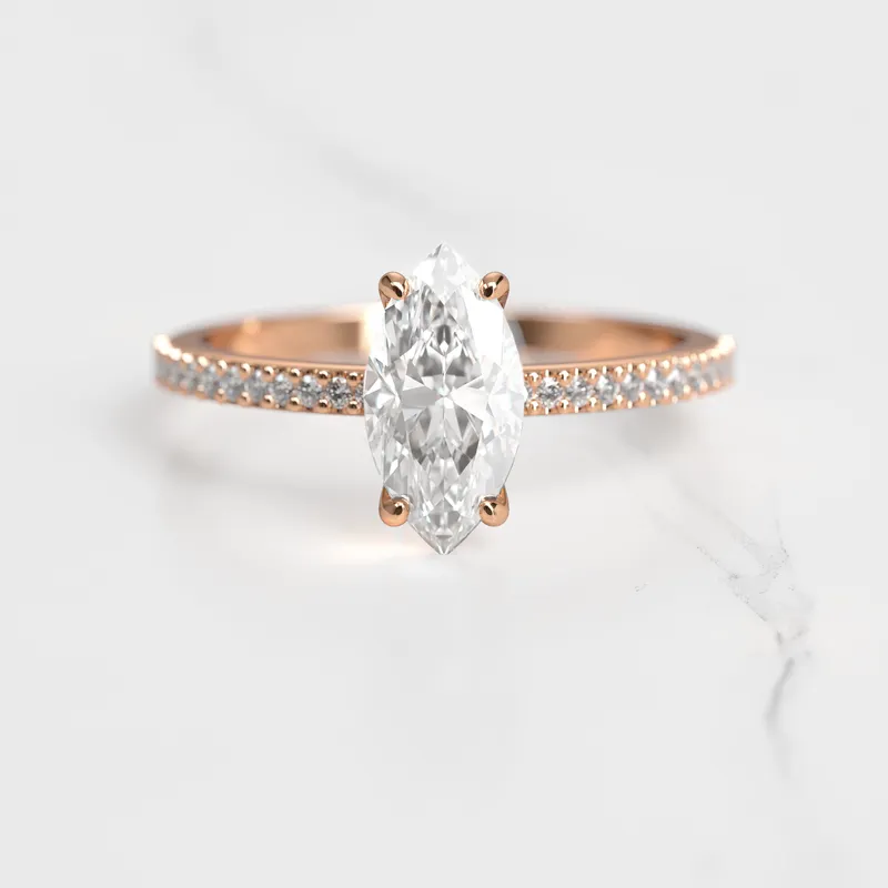 Marquise Half Pave Diamond Ring view 2