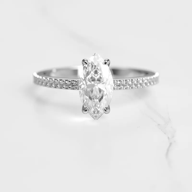 Marquise Half Pave Diamond Ring view 3