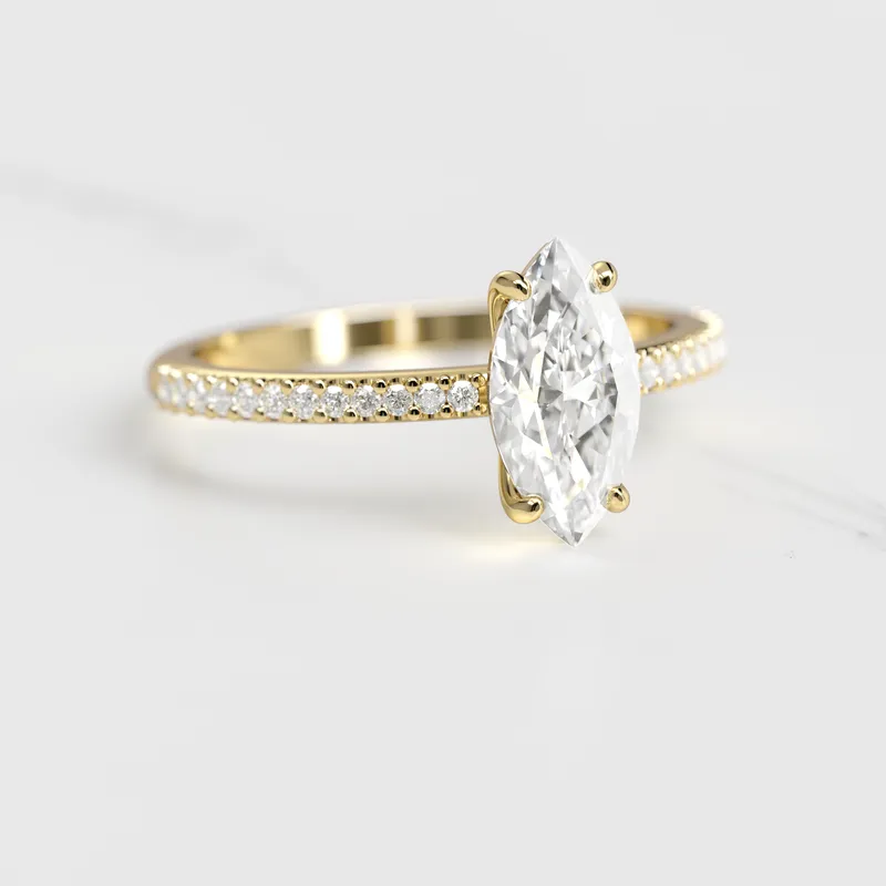 Marquise Half Pave Diamond Ring view 4