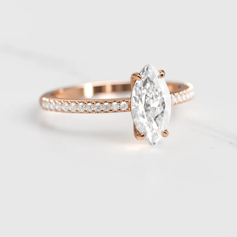 Marquise Half Pave Diamond Ring view 5