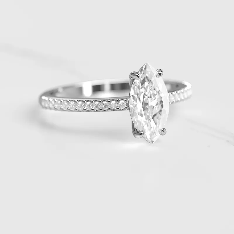 Marquise Half Pave Diamond Ring view 6