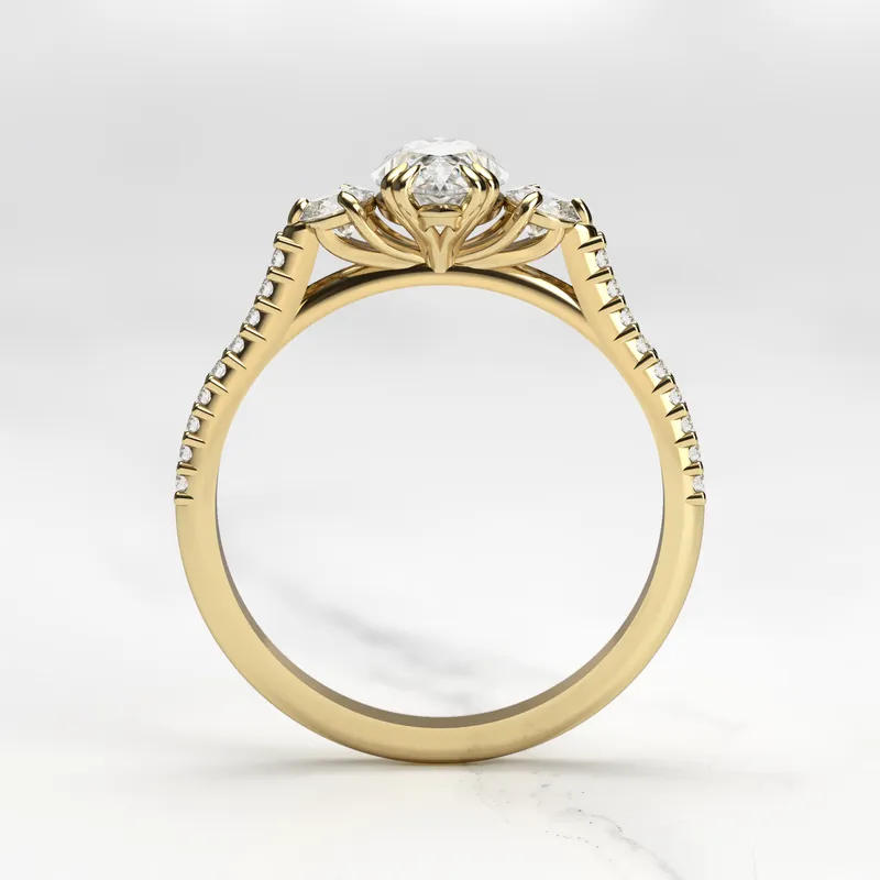 MARQUISE HALF PAVE DIAMOND RING WITH ACCENT STONES view 10
