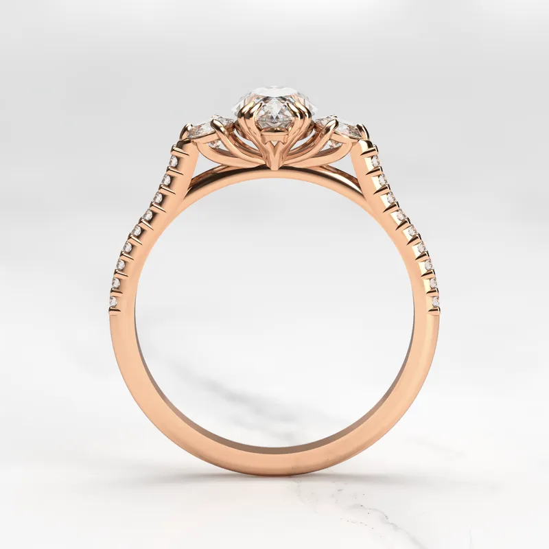 MARQUISE HALF PAVE DIAMOND RING WITH ACCENT STONES view 11