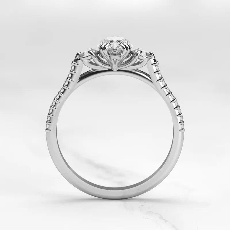 MARQUISE HALF PAVE DIAMOND RING WITH ACCENT STONES view 12