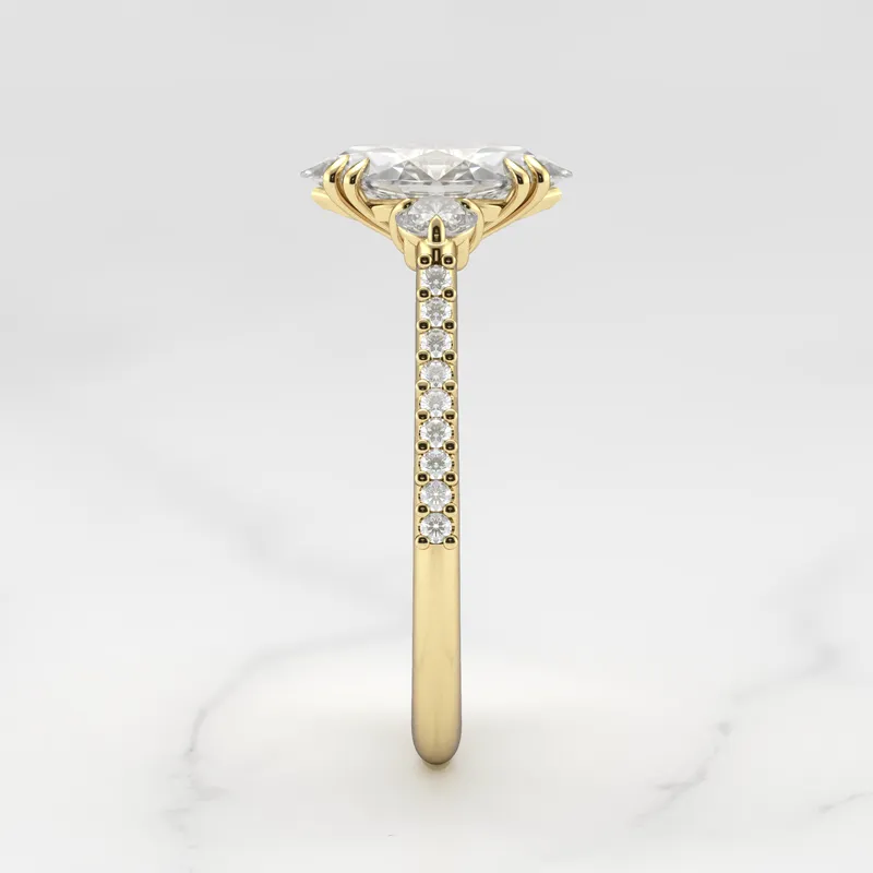 MARQUISE HALF PAVE DIAMOND RING WITH ACCENT STONES view 7