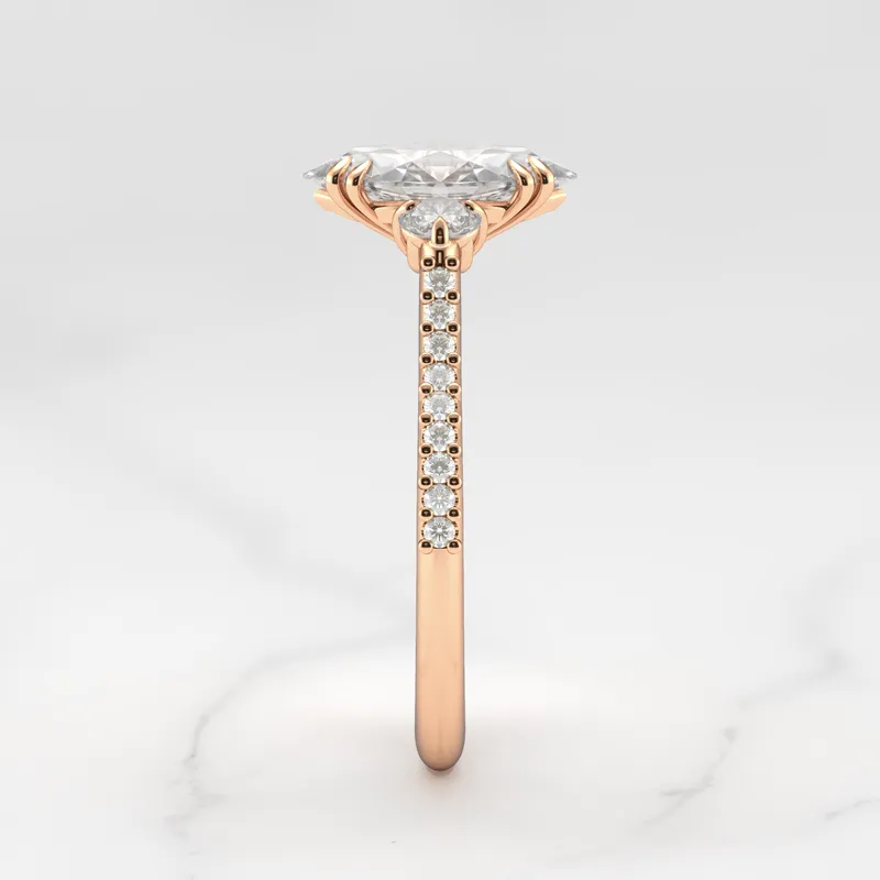 MARQUISE HALF PAVE DIAMOND RING WITH ACCENT STONES view 8