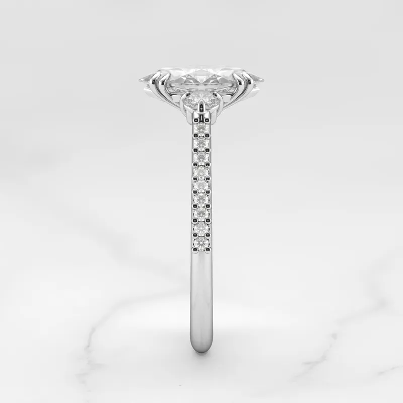 MARQUISE HALF PAVE DIAMOND RING WITH ACCENT STONES view 9