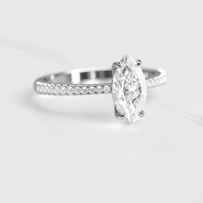 Marquise Half Pave Tapered Diamond Ring vy 3