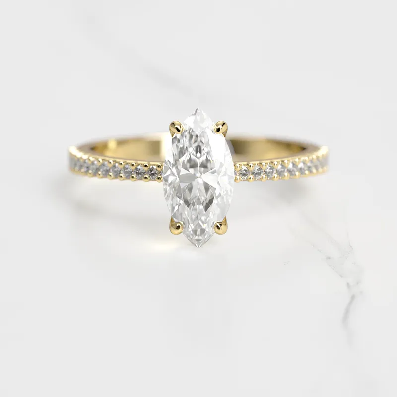 Marquise Half Pave Tapered Diamond Ring vy 4