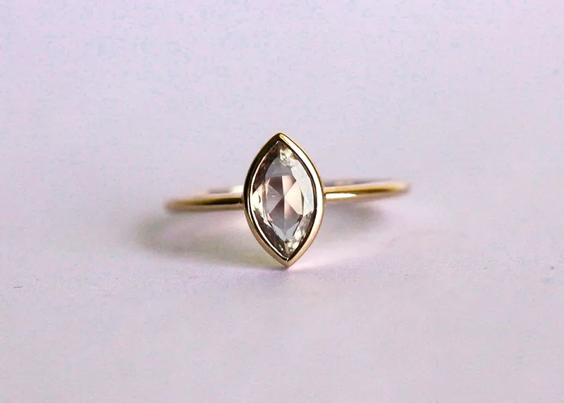 Marquise Solitaire Champagne Diamond Engagement Ring view 6