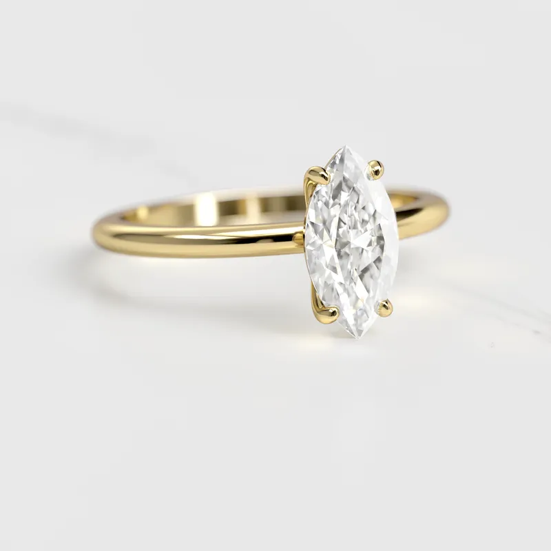 Marquise Solitaire Diamond Ring vy 4