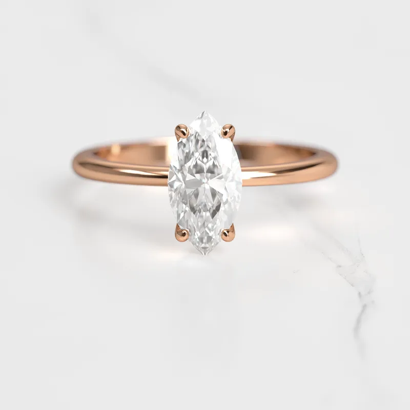 Marquise Tapered Solitaire Diamond Ring view 5