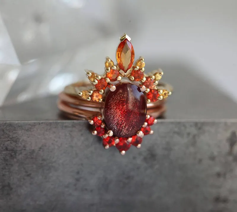 Marsa Flame Ring Set, Fire Ring Set vy 6