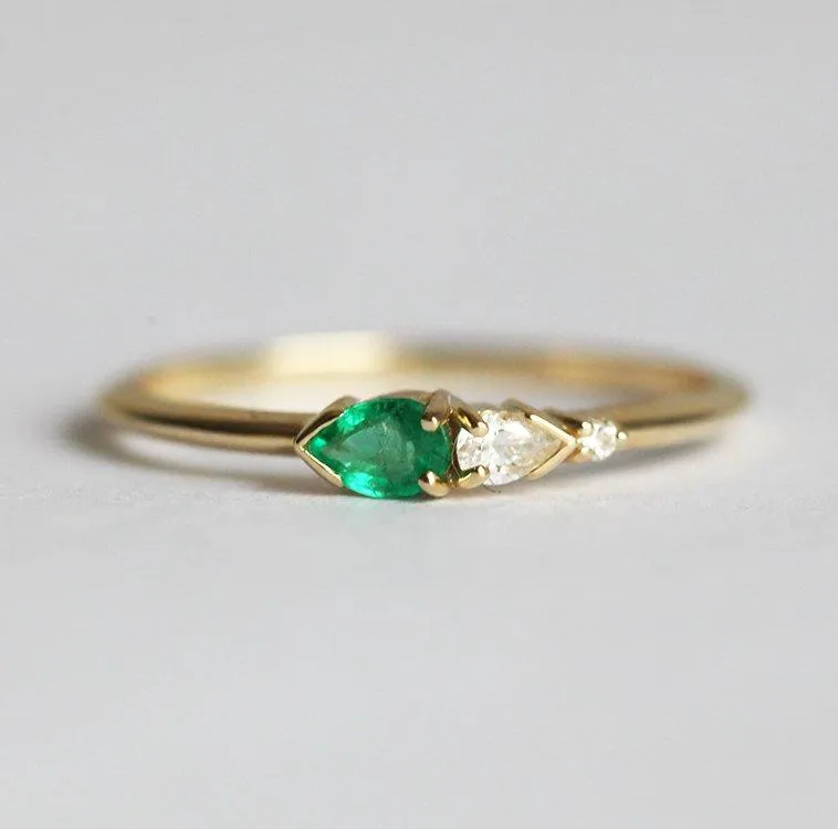 Martina Pear Emerald Diamond Ring green emerald emerald cut engagement ring