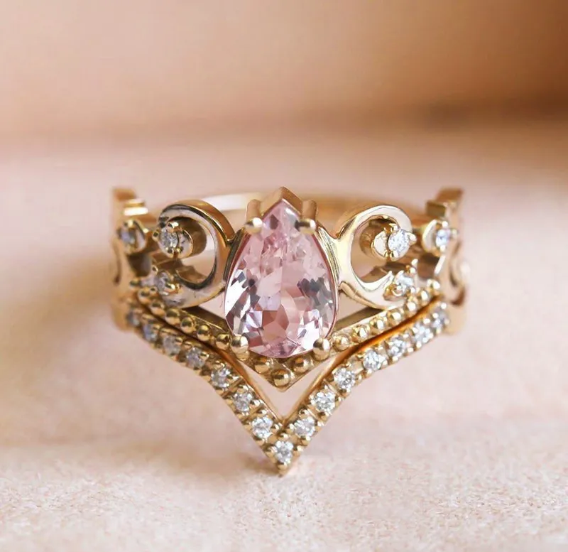 MAXINE MORGANITE RING WITH DIAMOND BAND view 7