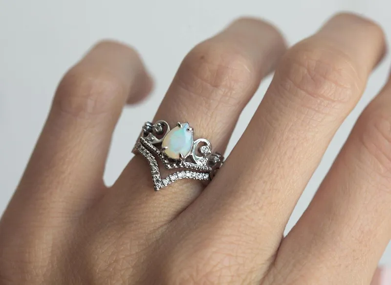 MAXINE PEAR OPAL RING SET vy 2