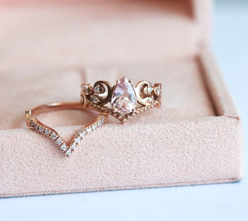MAXINE PEAR OPAL RING SET vy 8