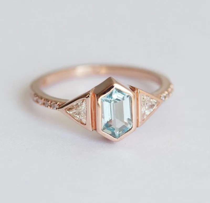 MEGAN AQUAMARINE DIAMOND RING vy 3