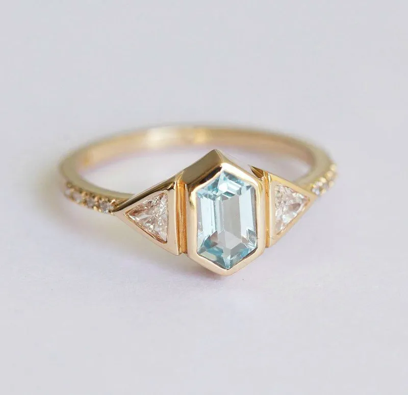 MEGAN AQUAMARINE DIAMOND RING vy 6