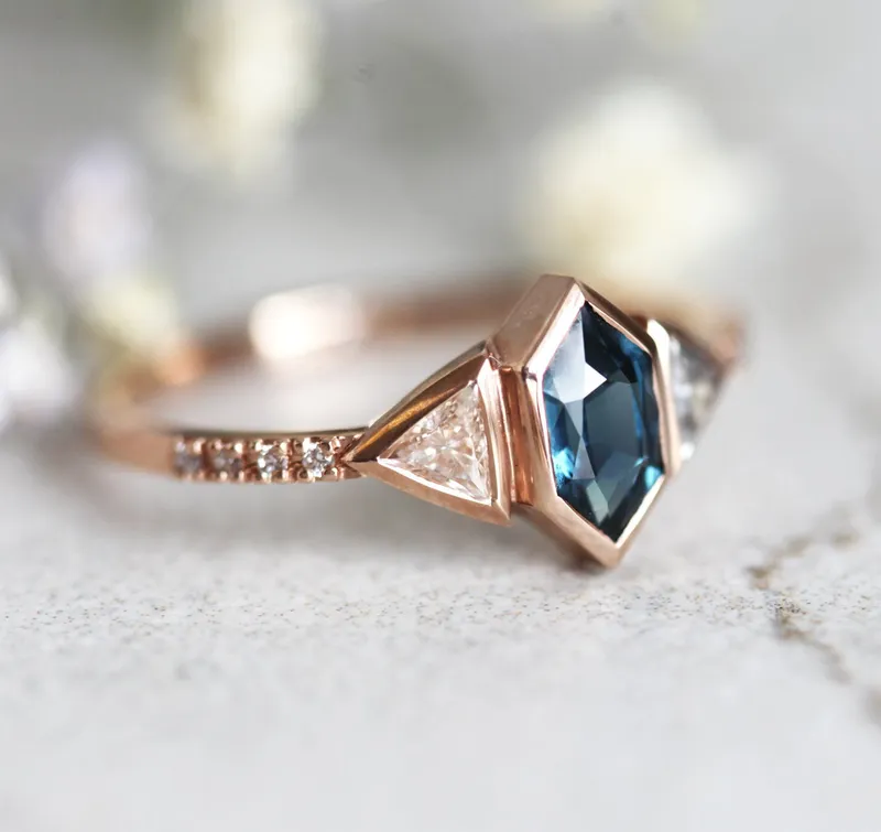 MEGAN BLUE SAPPHIRE DIAMOND RING view 10