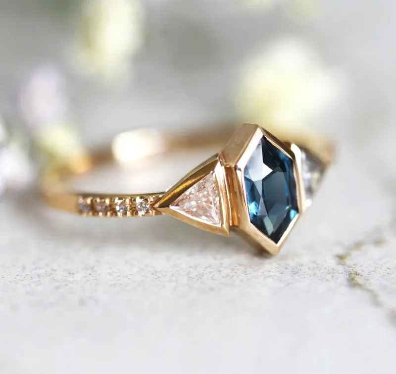 MEGAN BLUE SAPPHIRE DIAMOND RING view 11