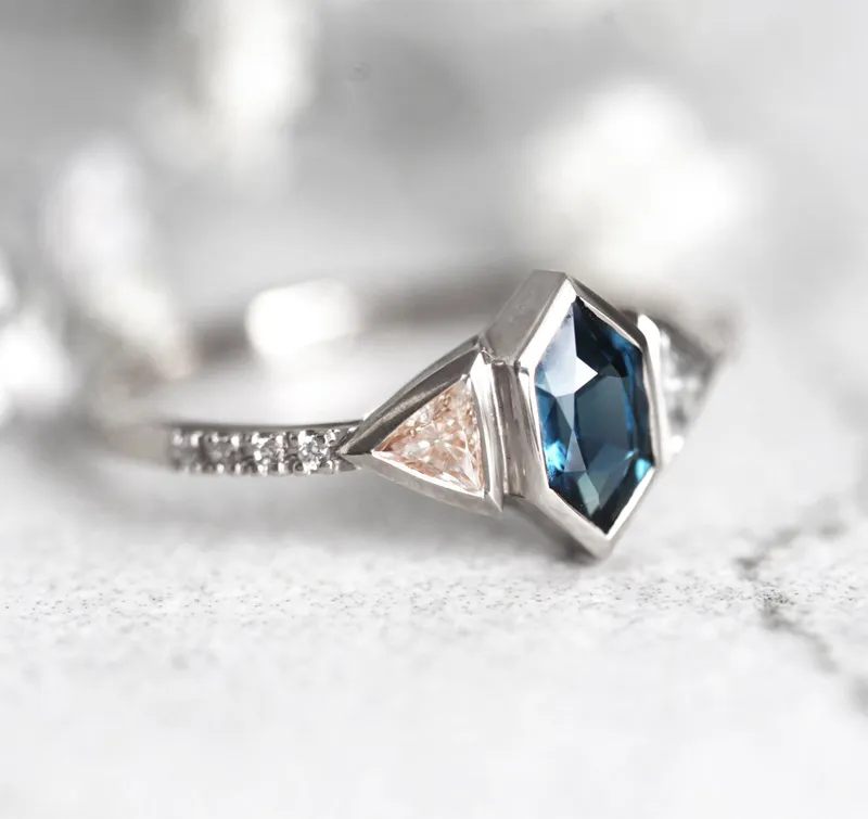MEGAN BLUE SAPPHIRE DIAMOND RING view 12