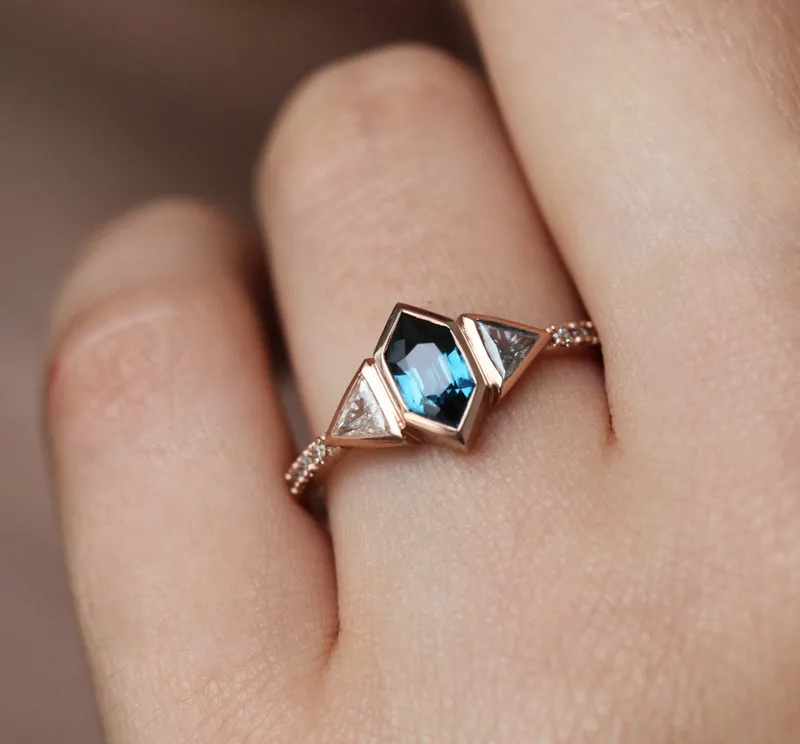 MEGAN BLUE SAPPHIRE DIAMOND RING view 2
