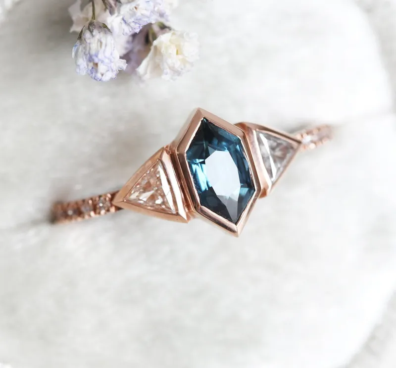 MEGAN BLUE SAPPHIRE DIAMOND RING view 5