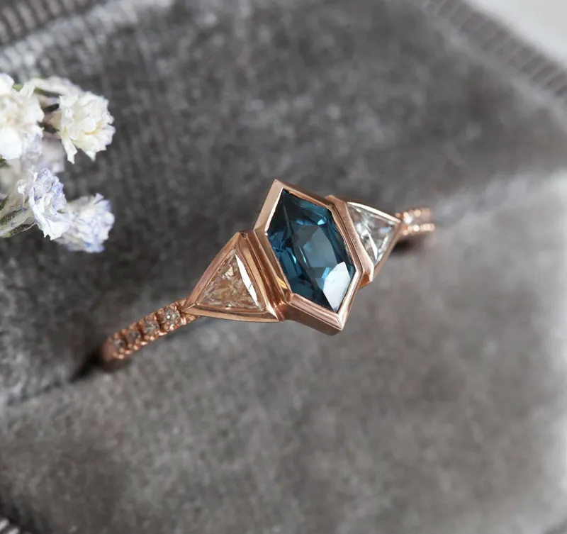 MEGAN BLUE SAPPHIRE DIAMOND RING view 6