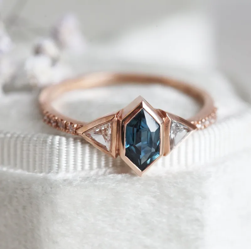 MEGAN BLUE SAPPHIRE DIAMOND RING view 7