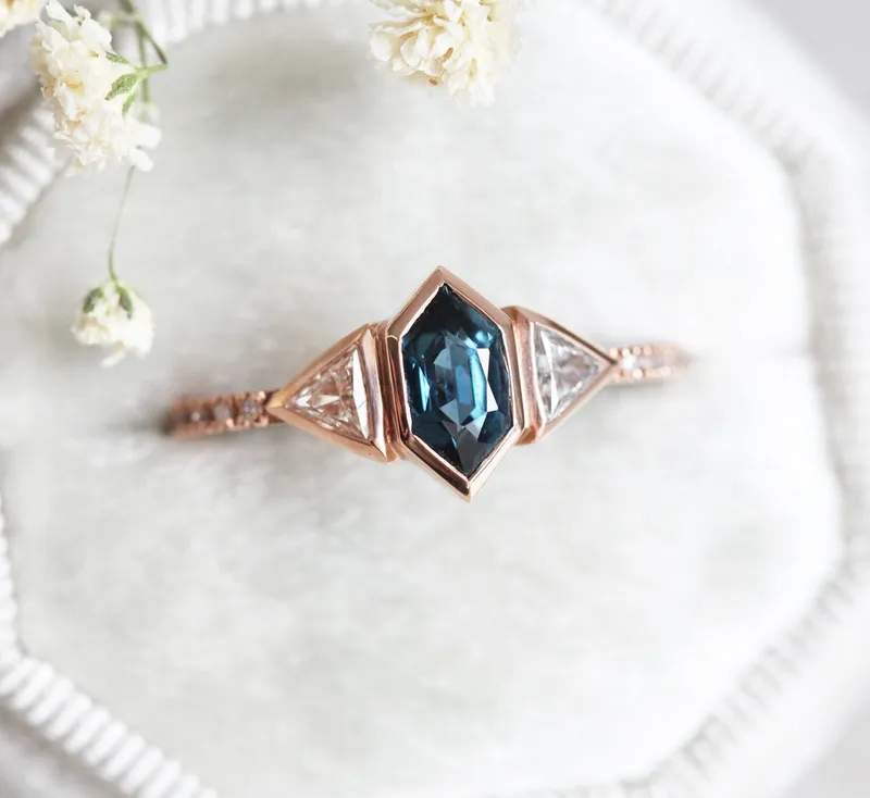 MEGAN BLUE SAPPHIRE DIAMOND RING view 9