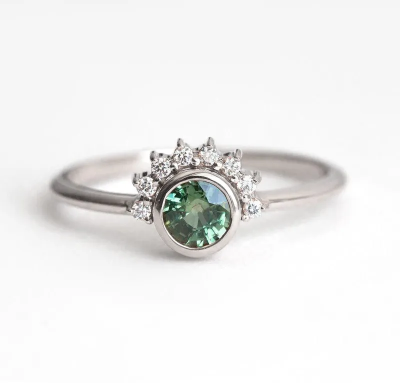 Meghan Green Sapphire Diamond Ring vy 6