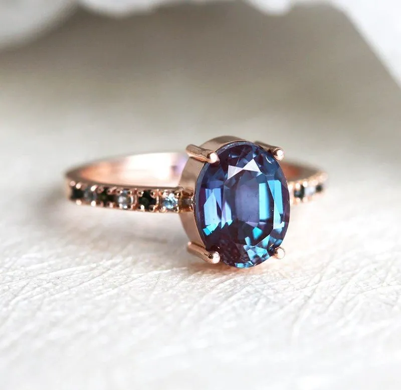 Mercedes Alexandrite Ring oval cut engagement ring