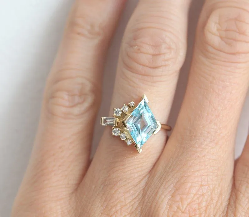 Mia Kite Aquamarine Diamond Cluster Ring view 4