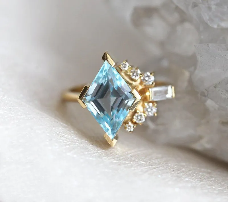 Mia Kite Aquamarine Diamond Cluster Ring view 5