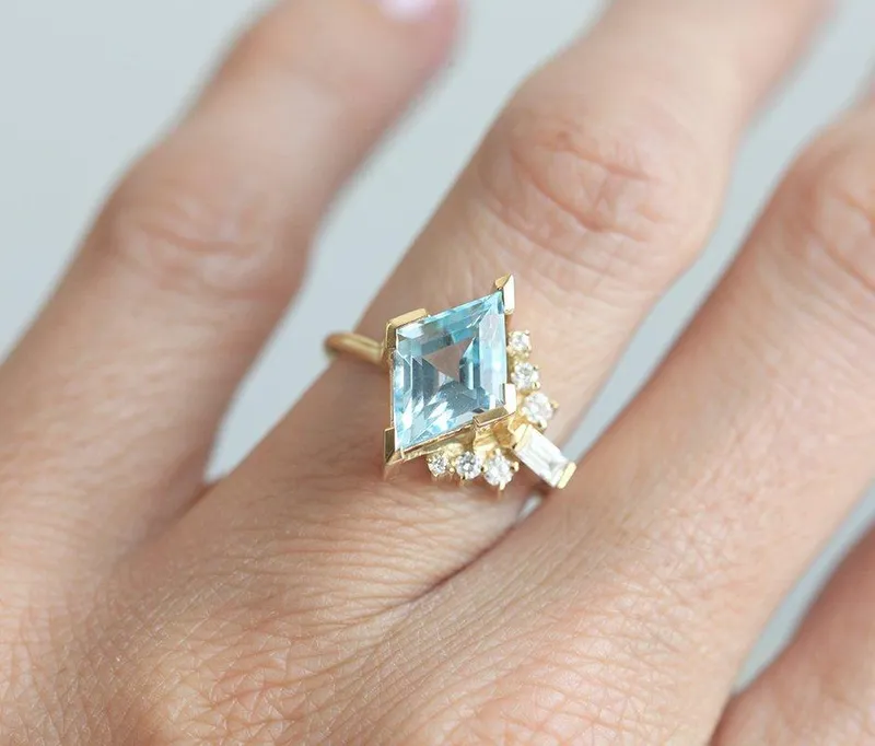 Mia Kite Aquamarine Diamond Cluster Ring view 7