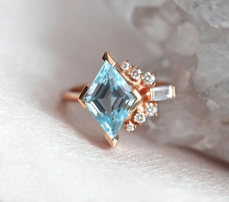 Mia Kite Aquamarine Diamond Cluster Ring view 8