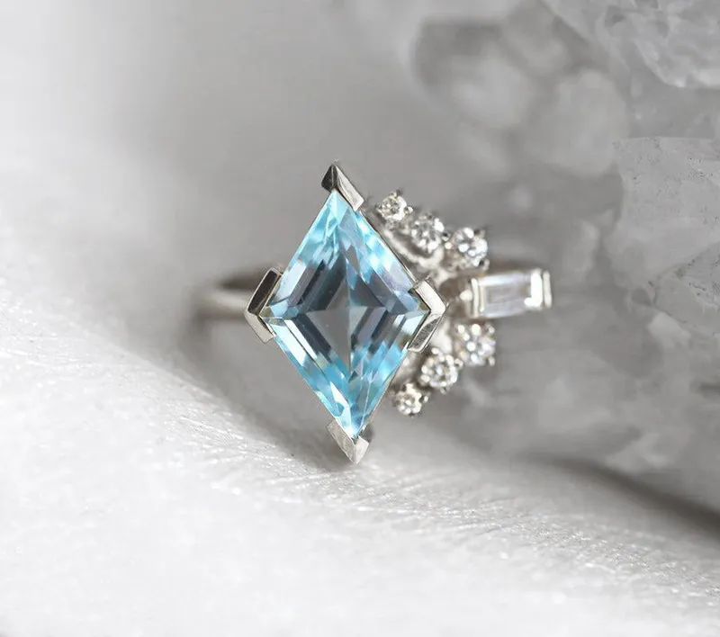 Mia Kite Aquamarine Diamond Cluster Ring view 9