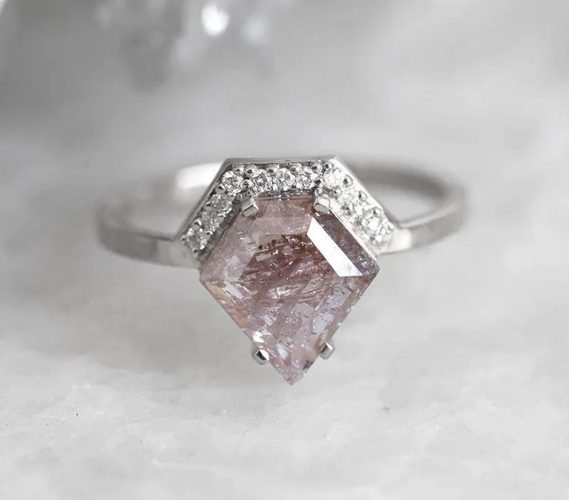 MICHAELA SHIELD SALT & PEPPER DIAMOND RING SET vy 10